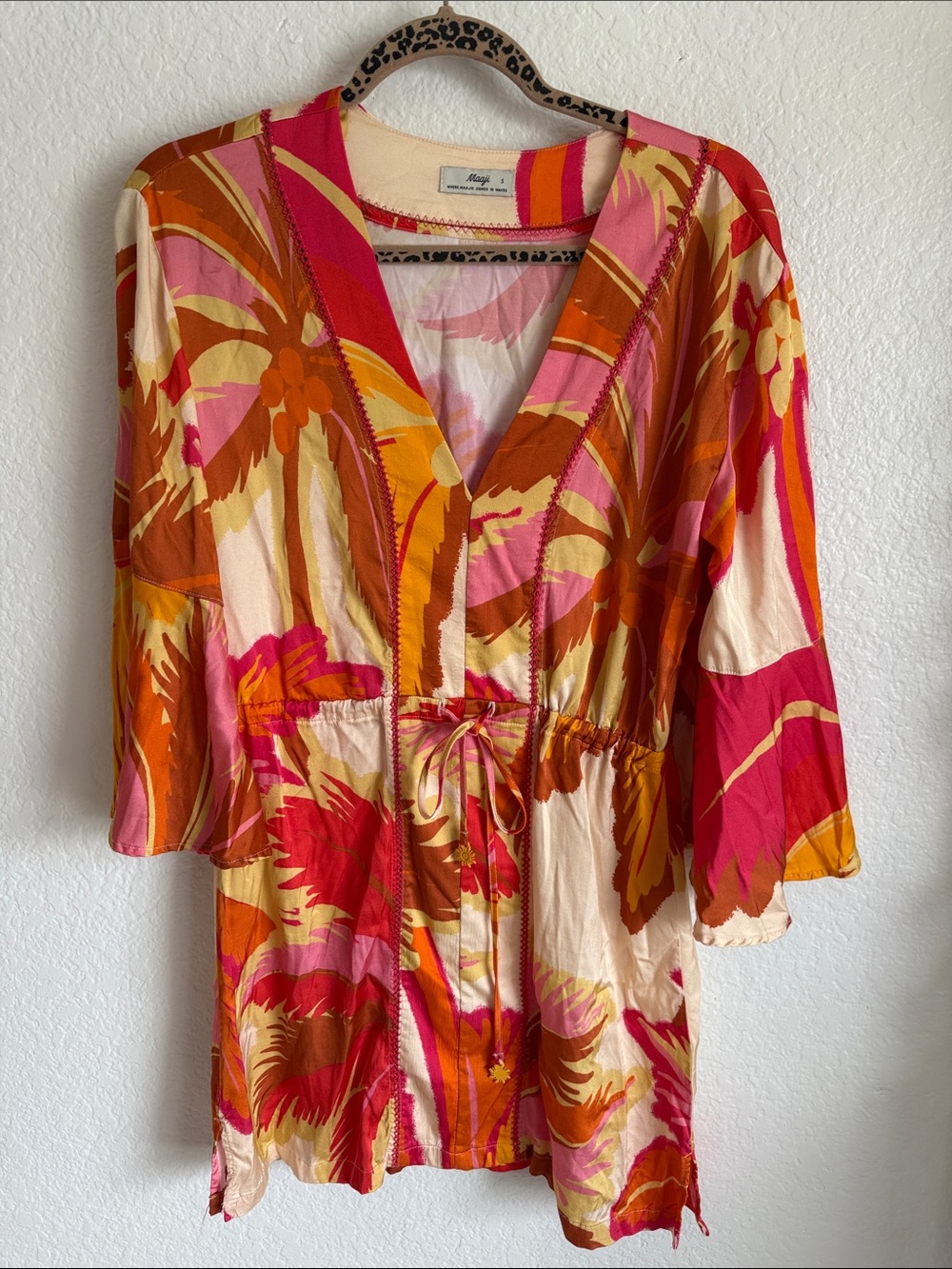 Maaji Jungle Palm Enjoyable Pink and Orange Swim/Cover